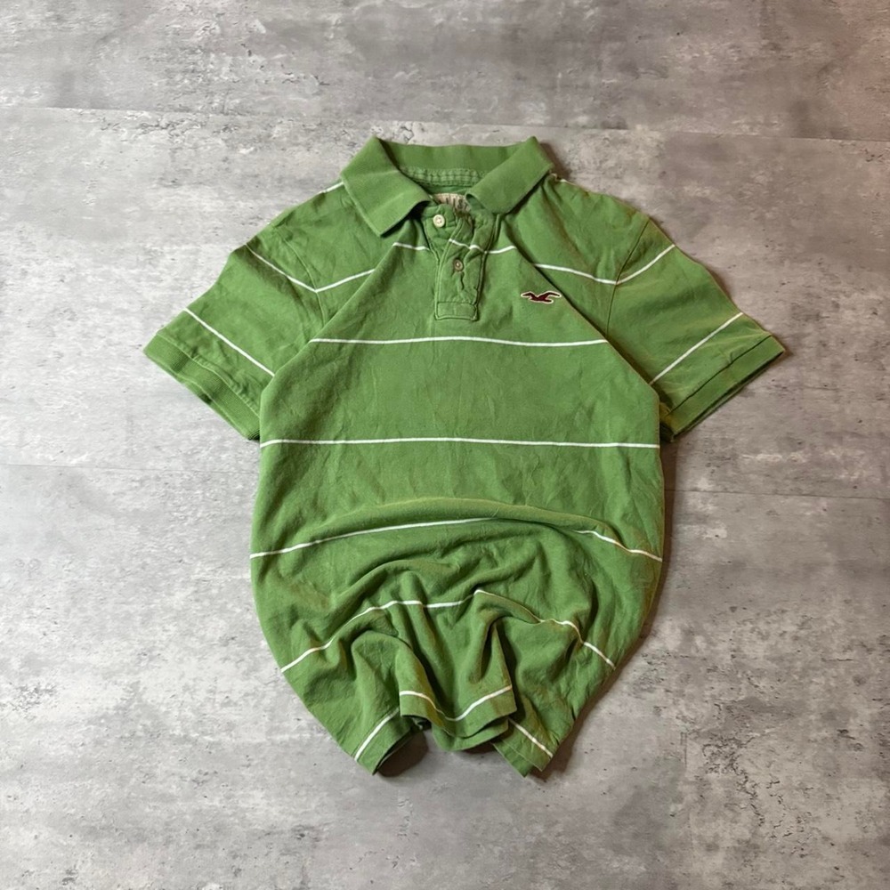 Grunge 2000s Relaxed Boxy Green Hollister Skater Y2K Polo Shirt